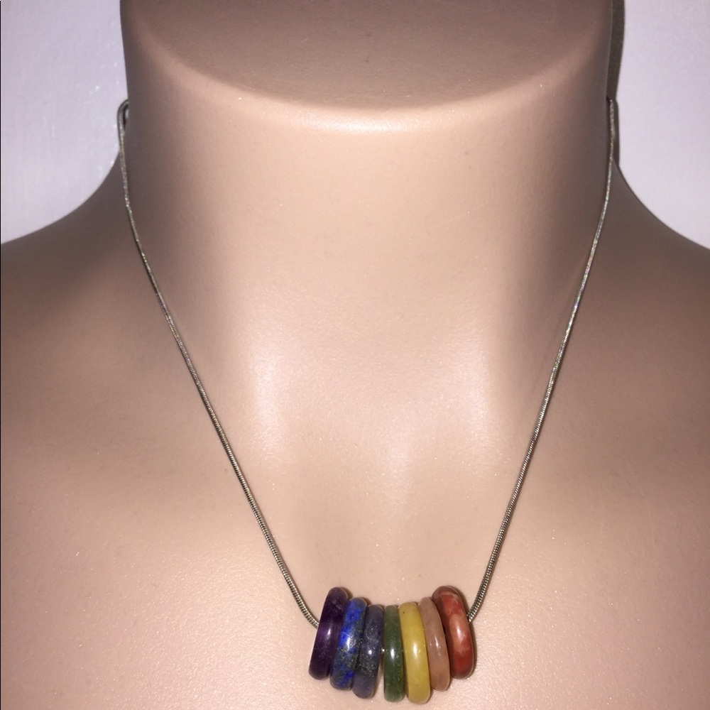 7 Chakra Stone Sterling Silver Necklace